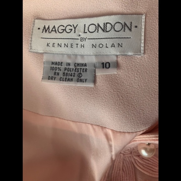 Vintage Two Piece Baby Pink Dress and Jacket Maggy London By Kenneth Nolan - Picture 13 of 13